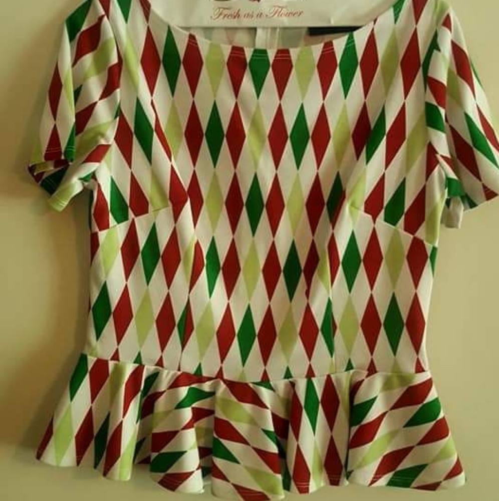 Pinup Couture X-Large Holiday Harlequin Selina Top